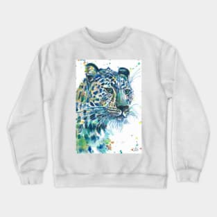 LEOPARD watercolor portrait Crewneck Sweatshirt